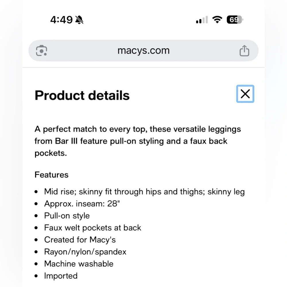Bar III for Macy’s black ponte pull on dress pants - size XS - Picture 2 of 6